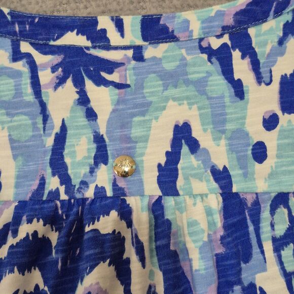 Lilly Pulitzer Women's Sleeveless Serene Blue Tropical Me Print Dev Dress L - Picture 6 of 11